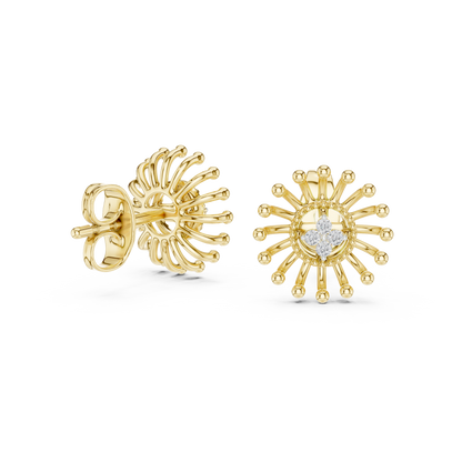 Round Cut Sunburst Cluster Lab Grown Diamond Earring