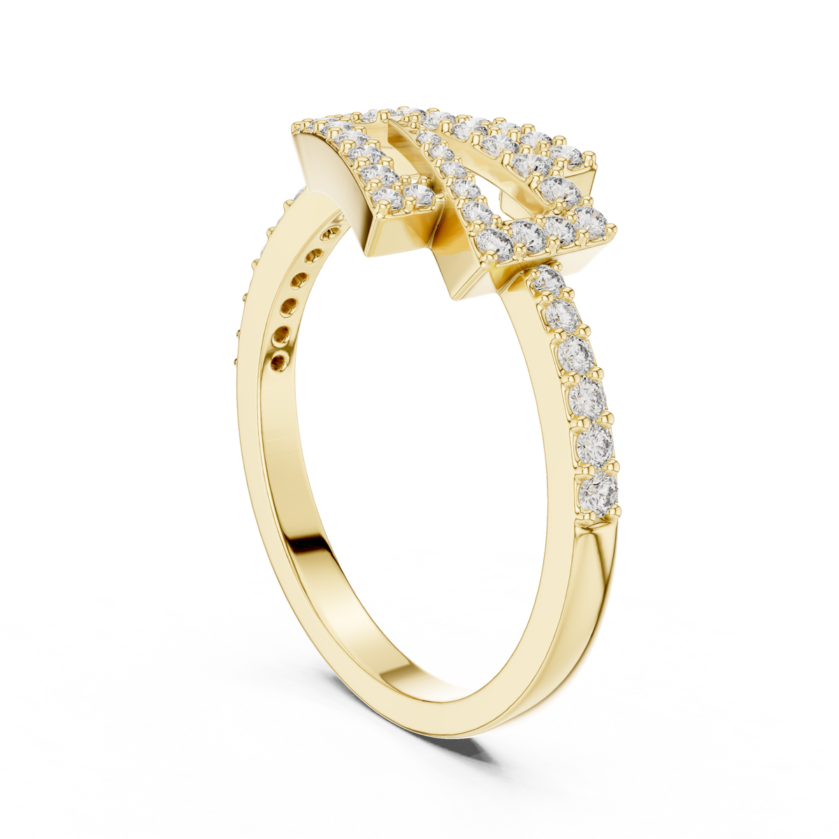 Geometric Pave Lab Grown Diamond Ring
