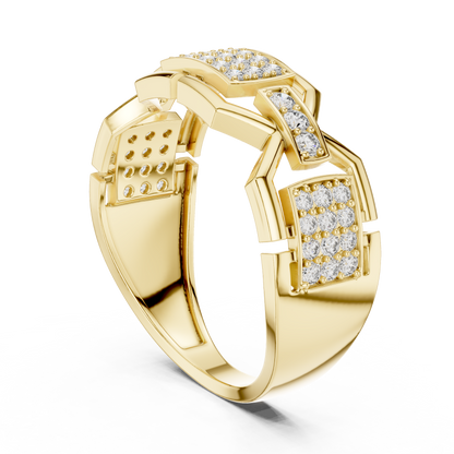 Architectural Geometric Link Pave Station Lab Grown Diamond Ring