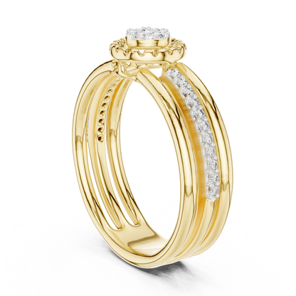 Multi Band Halo Center Pave Set Lab Grown Diamond Ring