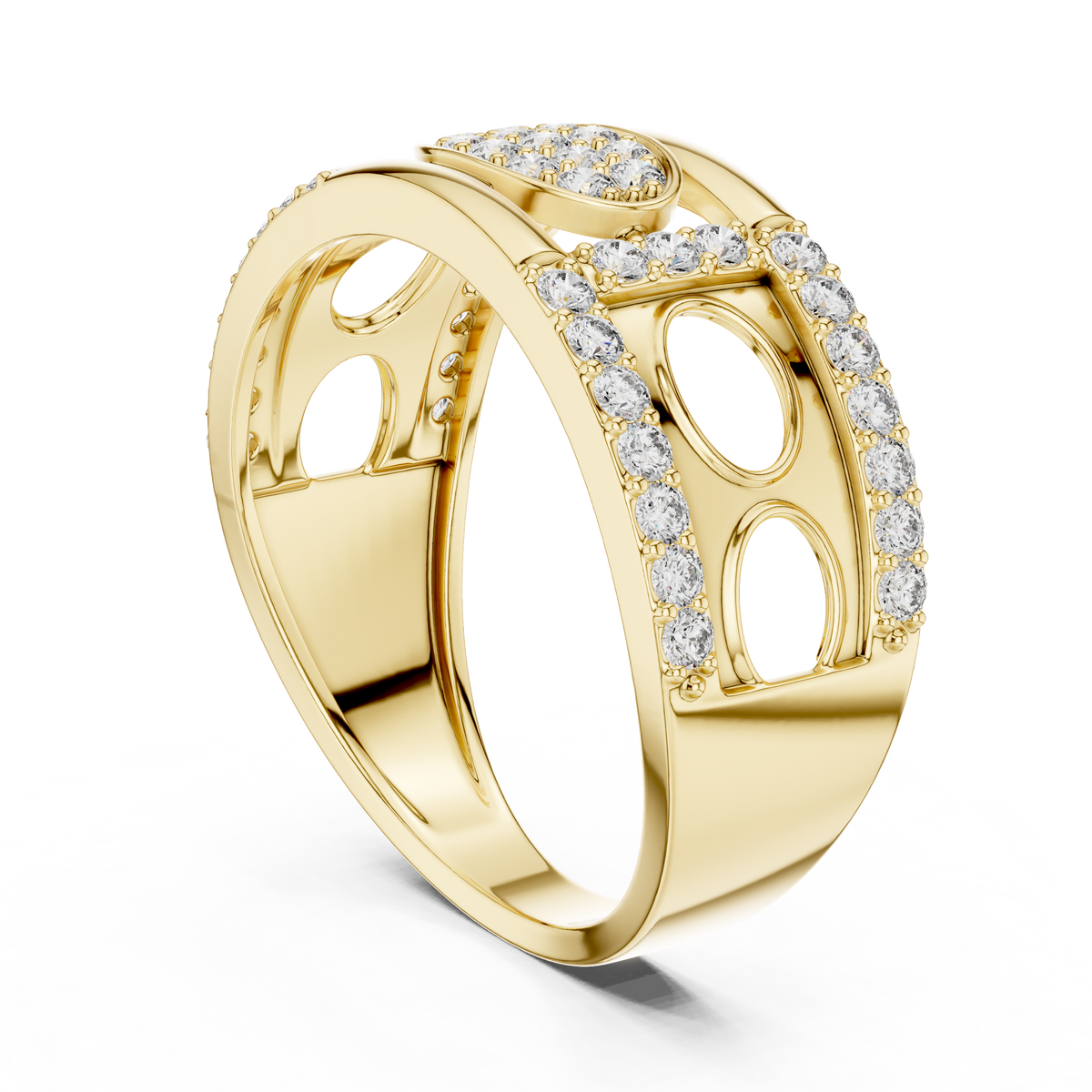 The Imperial Oval Center Pave Openwork Circle Shoulder Lab Grown Diamond Ring
