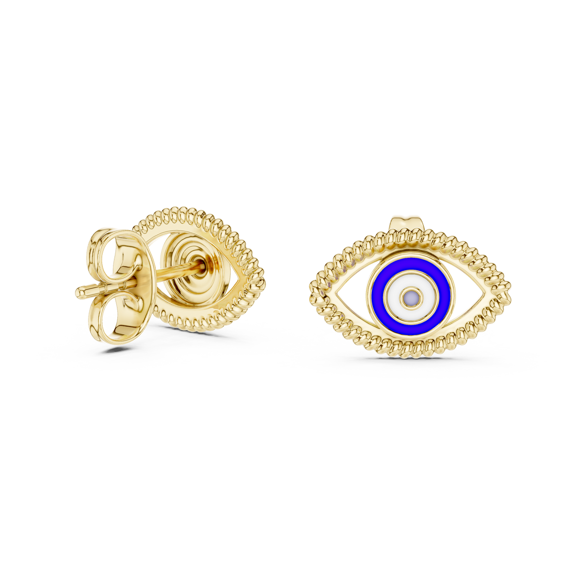 Evil Eye Enamel Gold Stud Earring