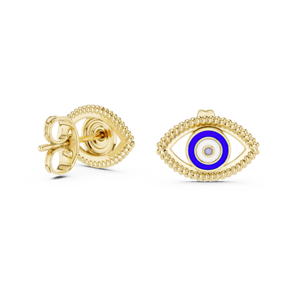 Evil Eye Enamel Gold Stud Earring