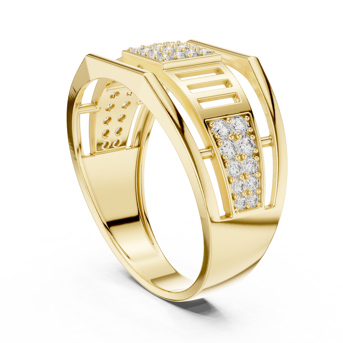 The Imperial Geometric Square Center Openwork Lab Grown Diamond Ring.