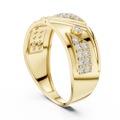 Inverted Triangle Pave Center Bezel Accent Lab Grown Diamond Ring