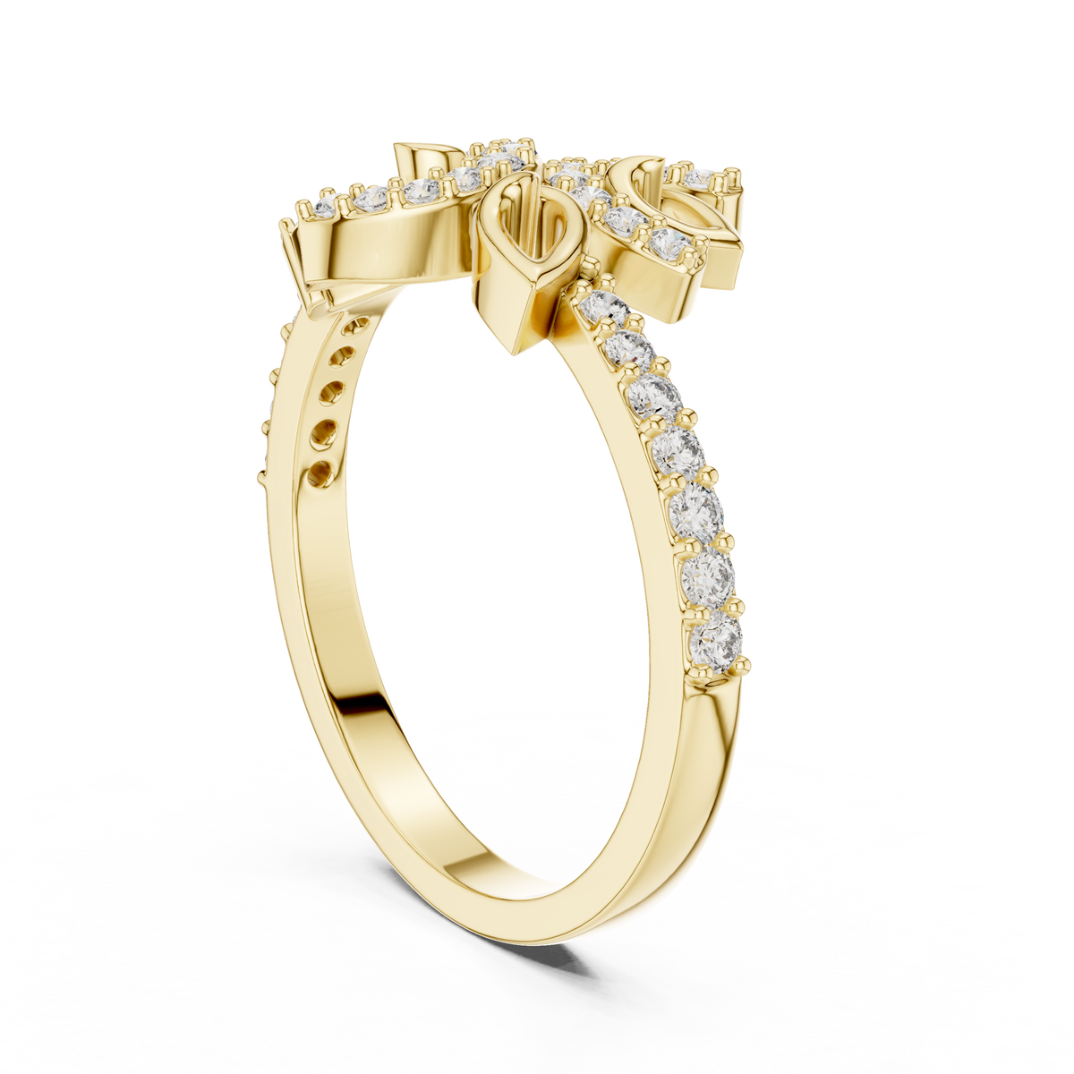 Sculpted Floral Pave Set Lab Grown Diamond Ring