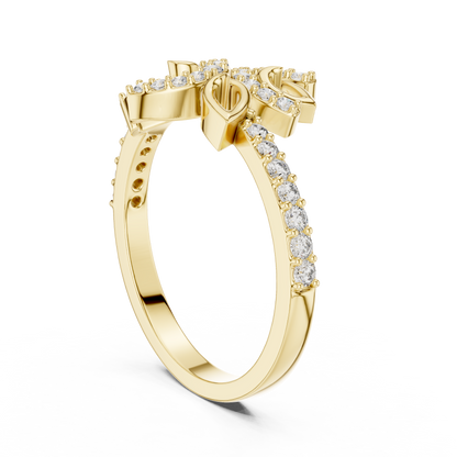 Sculpted Floral Pave Set Lab Grown Diamond Ring