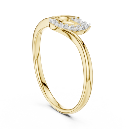 Swirl Leaf Contour Pave Set Lab Grown Diamond Ring