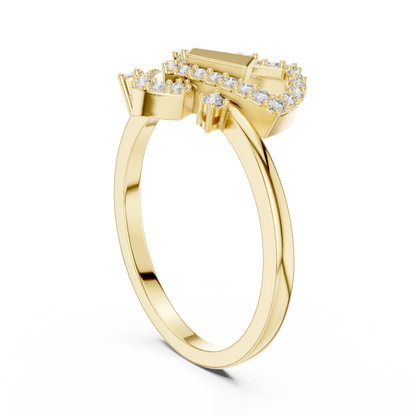 Interlocking Geometric Pave Lab Grown Diamond Ring