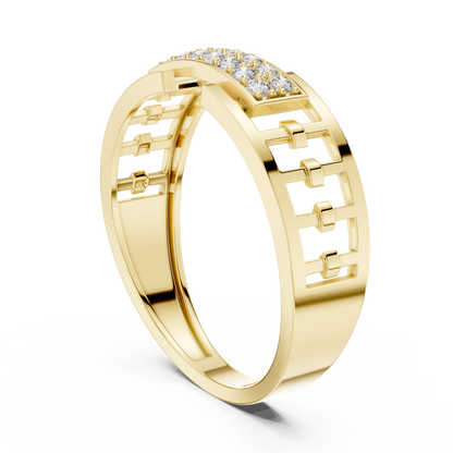 The Imperial Geometric Lattice Dual Row Pave Center Lab Grown Diamond Ring
