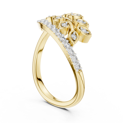 Botanical Leaf Branch Pave Set Lab Grown Diamond Ring