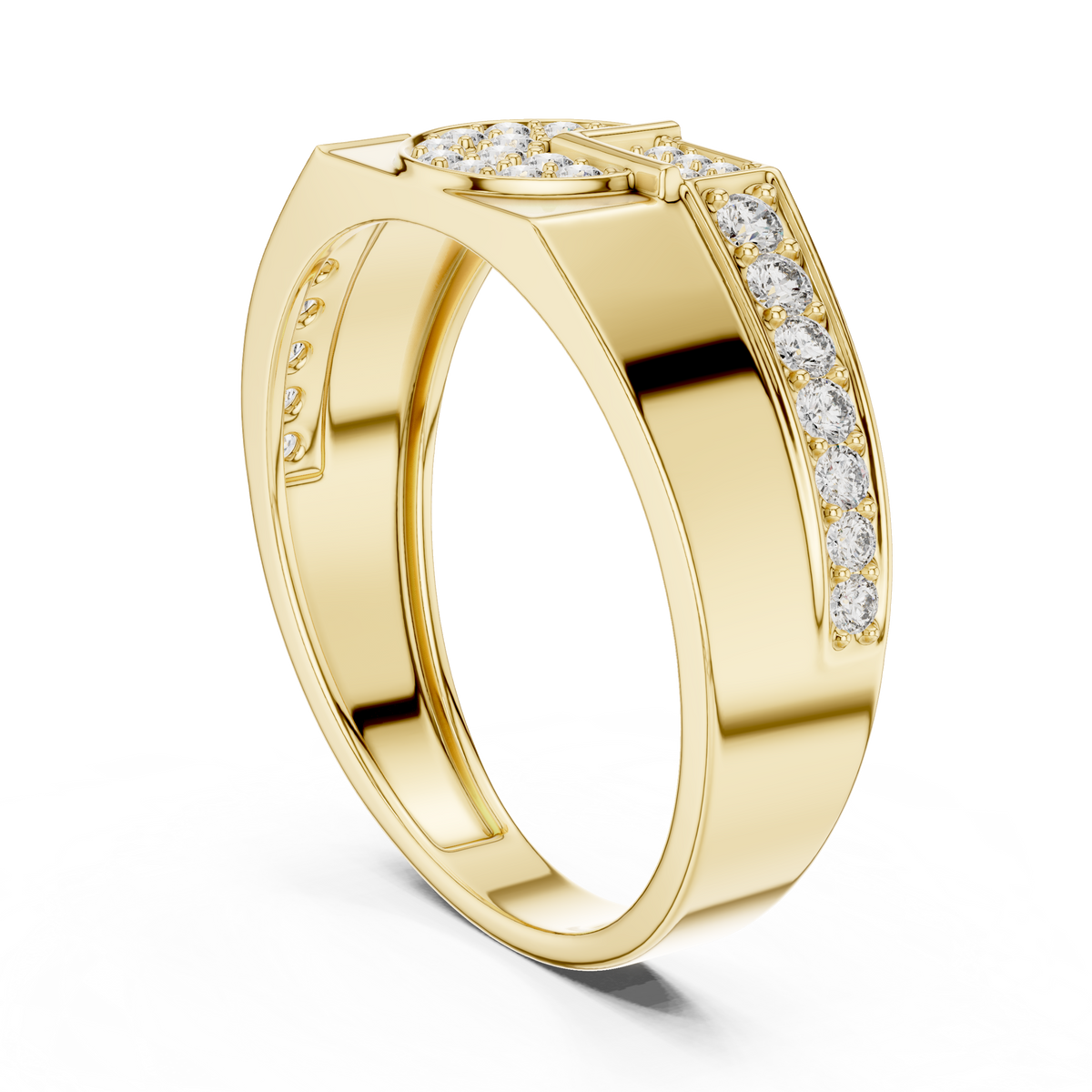 Interlocking G-Motif Center Pave Lab Grown Diamond Ring