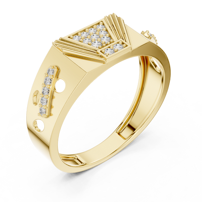 Inverted Trapezoid Pave Sunburst Fan Openwork Lab Grown Diamond Ring