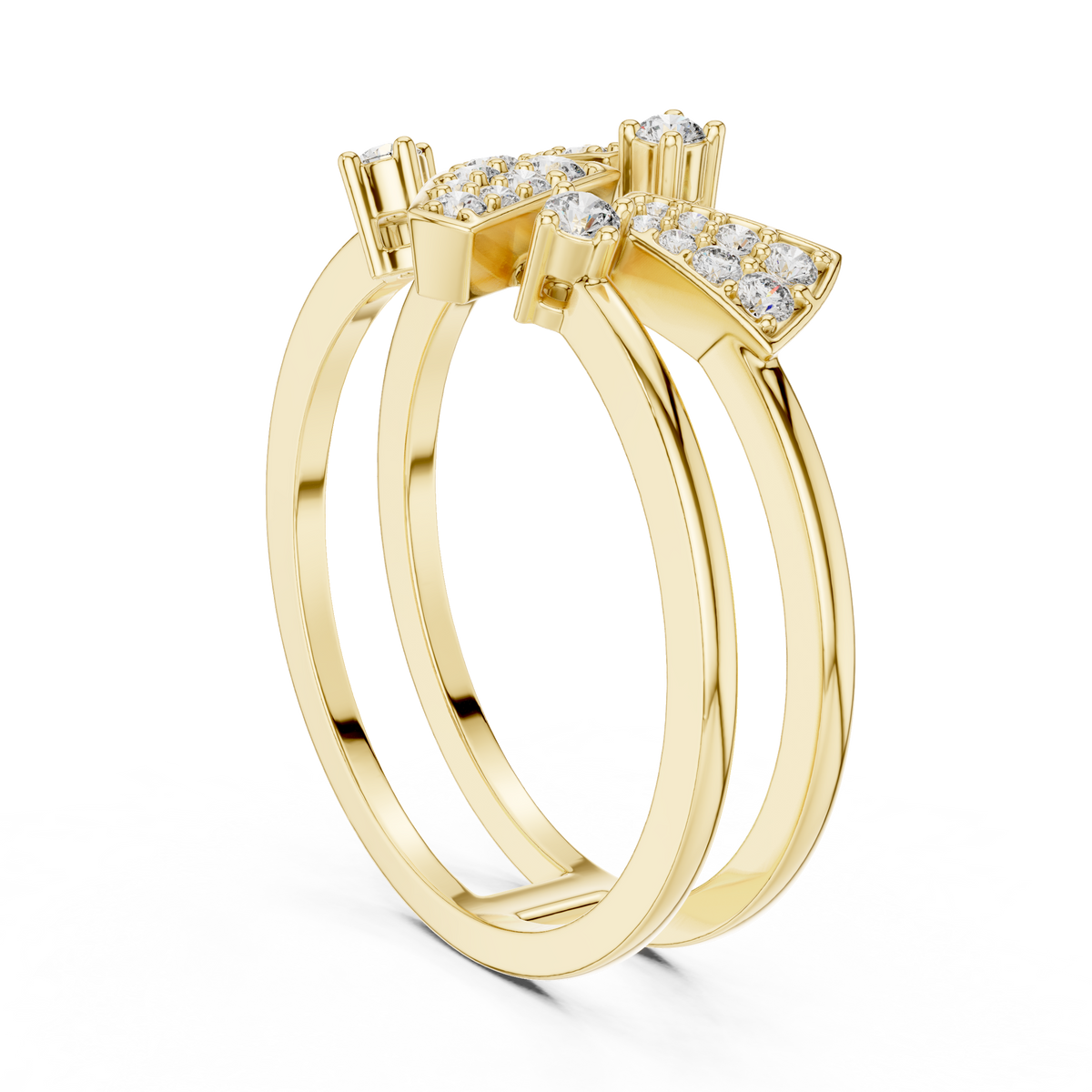 Double Band Geometric Pave Set Lab Grown Diamond Ring