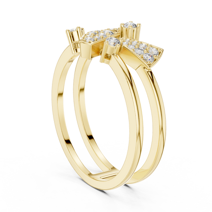 Double Band Geometric Pave Set Lab Grown Diamond Ring