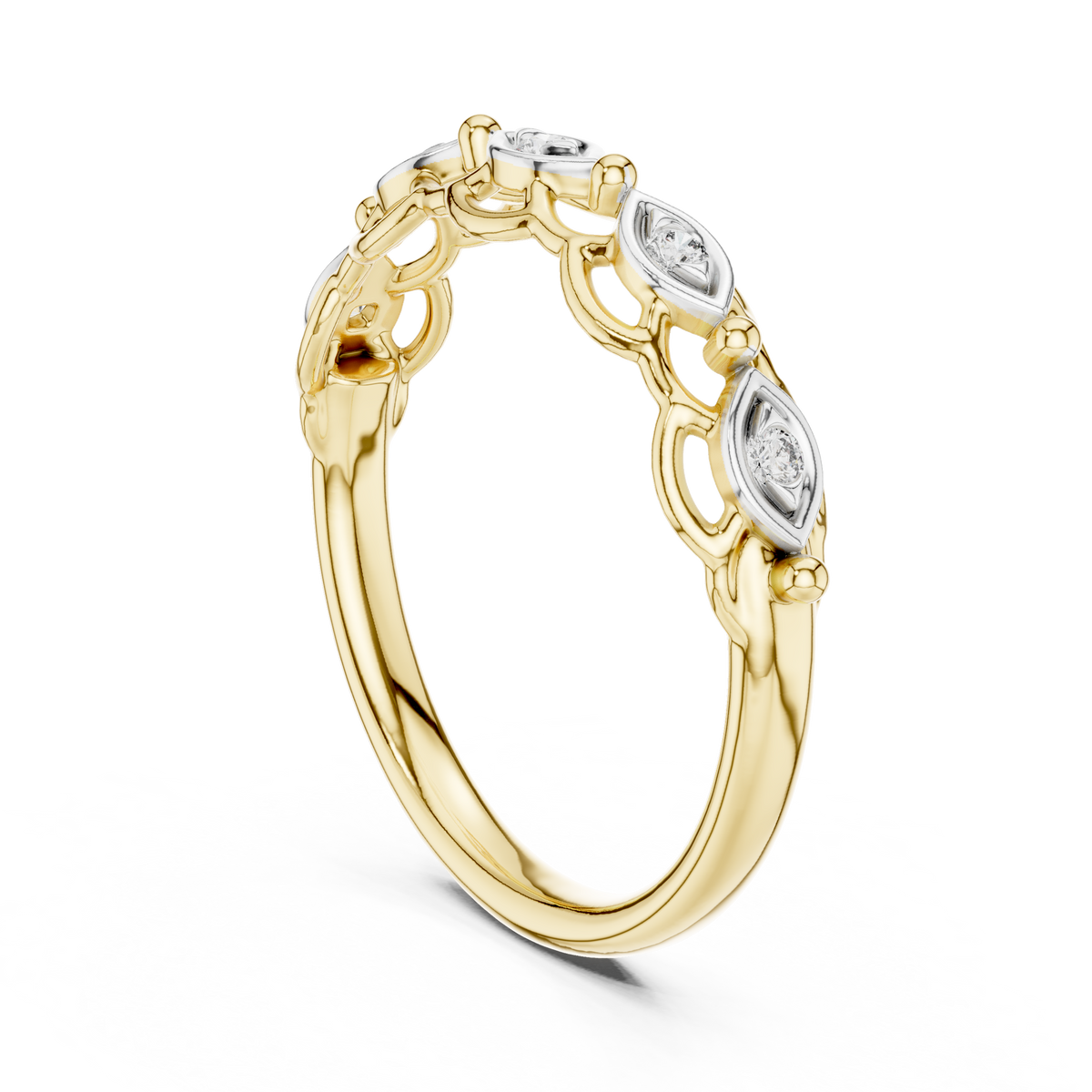 Marquise Frame Round Contour Lab Grown Diamond Ring