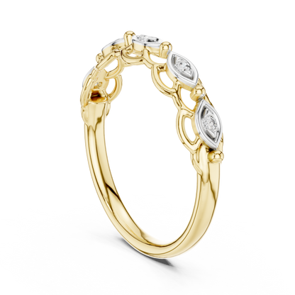 Marquise Frame Round Contour Lab Grown Diamond Ring