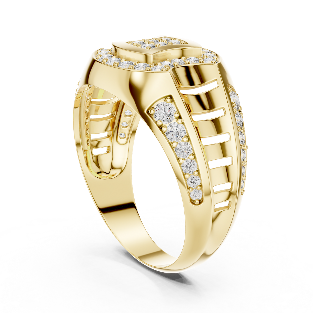Incurved Quadrangular Pave Oval Halo Openwork Lab Grown Diamond Ring