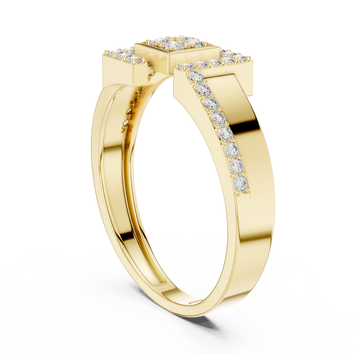 Interlocking Square Pave Cluster Lab Grown Diamond Ring
