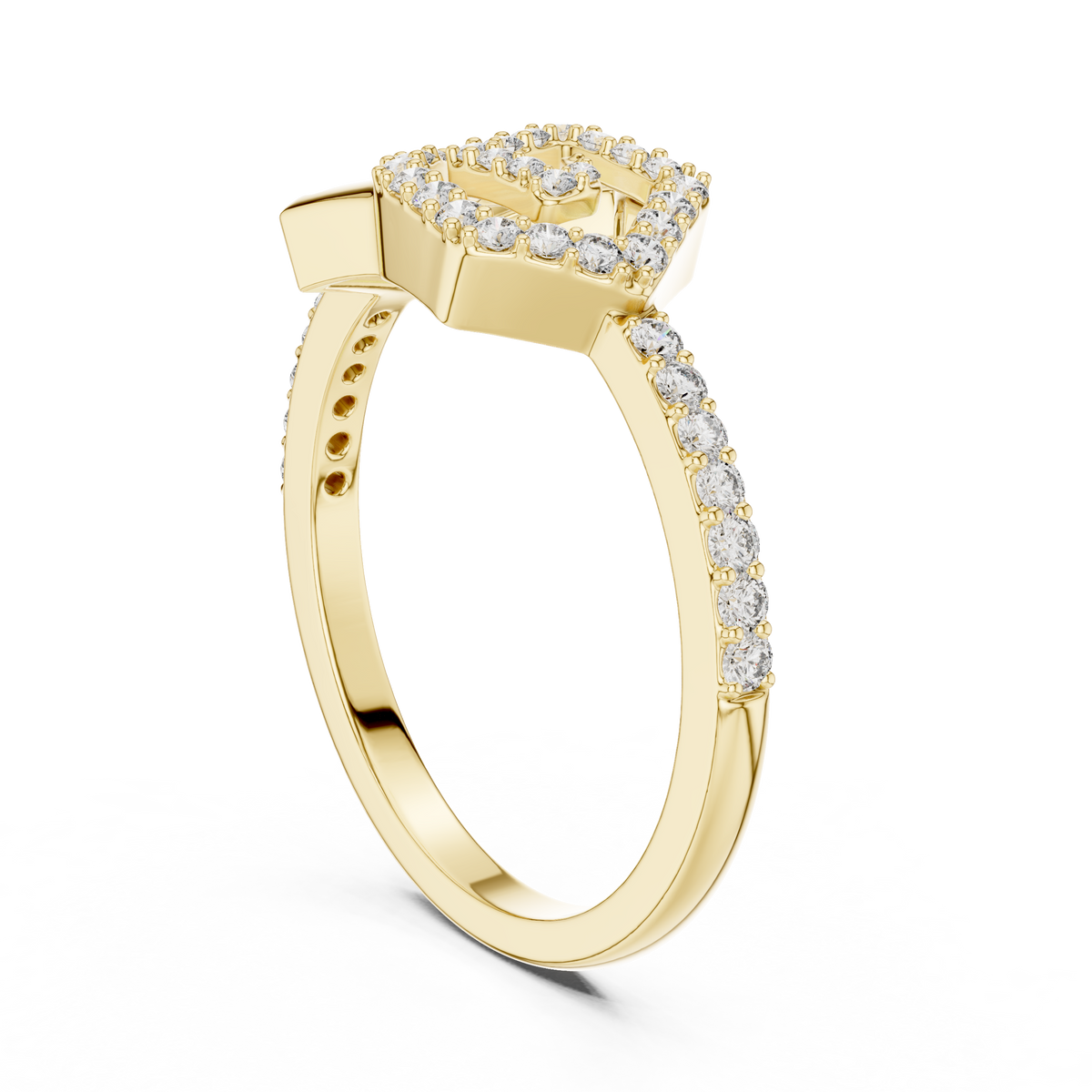 Interlocking Hexagon Pave Spiral Lab Grown Diamond Ring