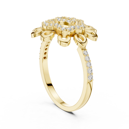 Radiating Floral Pave Lab Grown Diamond Statement Ring