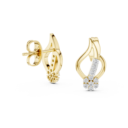 Round Pave Set Leaf Motif Lab Grown Diamond Earring