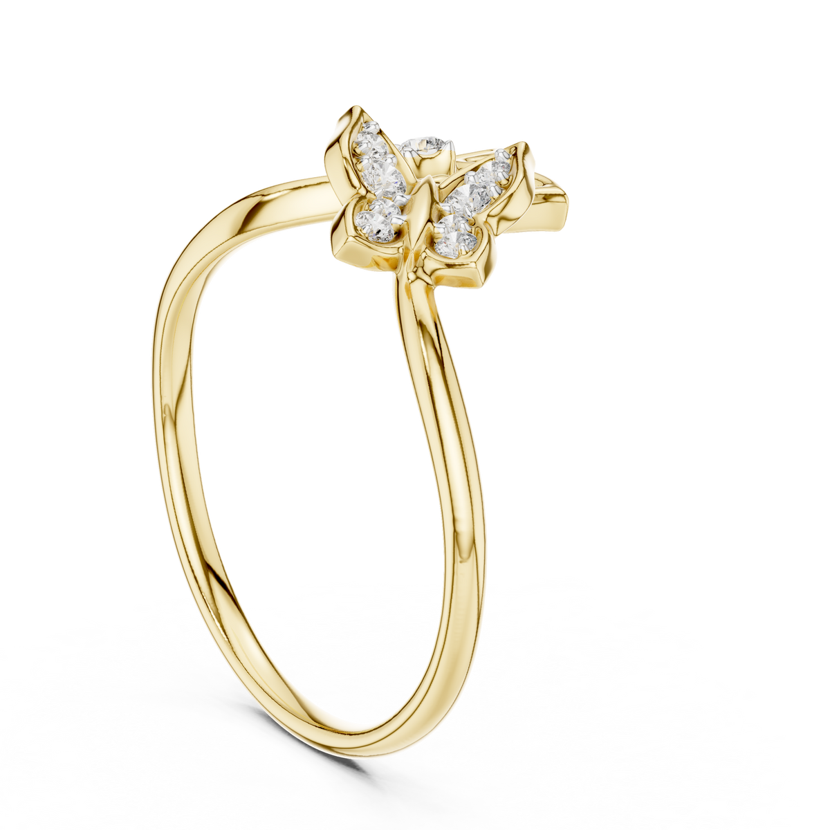 Dual Butterfly Pave Set Lab Grown Diamond Ring