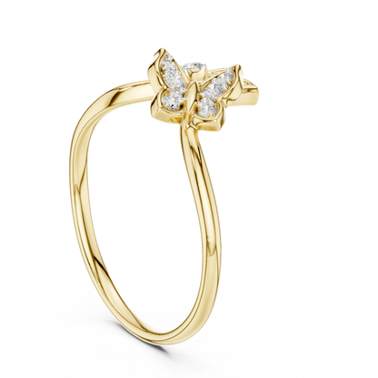 Dual Butterfly Pave Set Lab Grown Diamond Ring