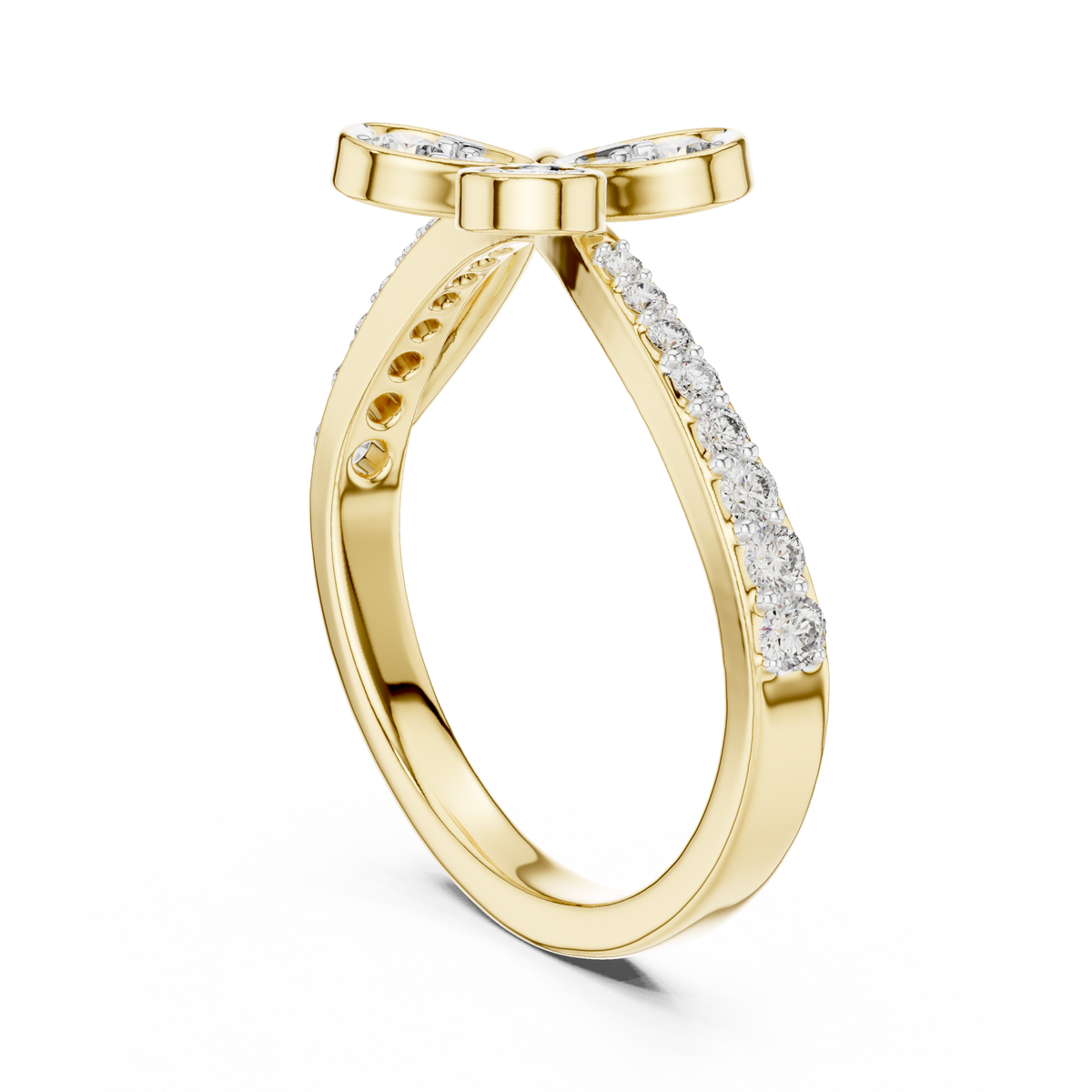 Bypass Butterfly Pave Set Lab Grown Diamond Ring