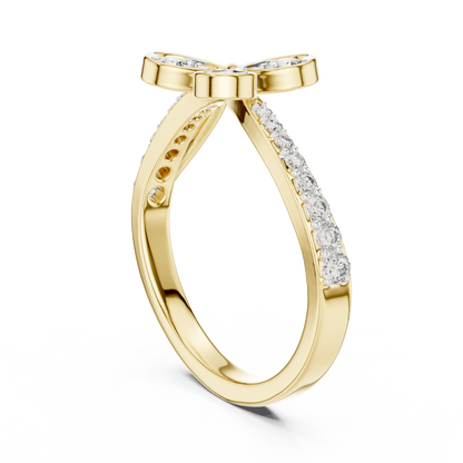 Bypass Butterfly Pave Set Lab Grown Diamond Ring