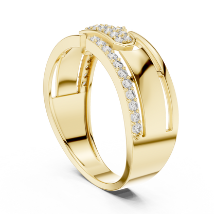 Gold Geometric Belt Buckle Diamond Band with Open Cutouts