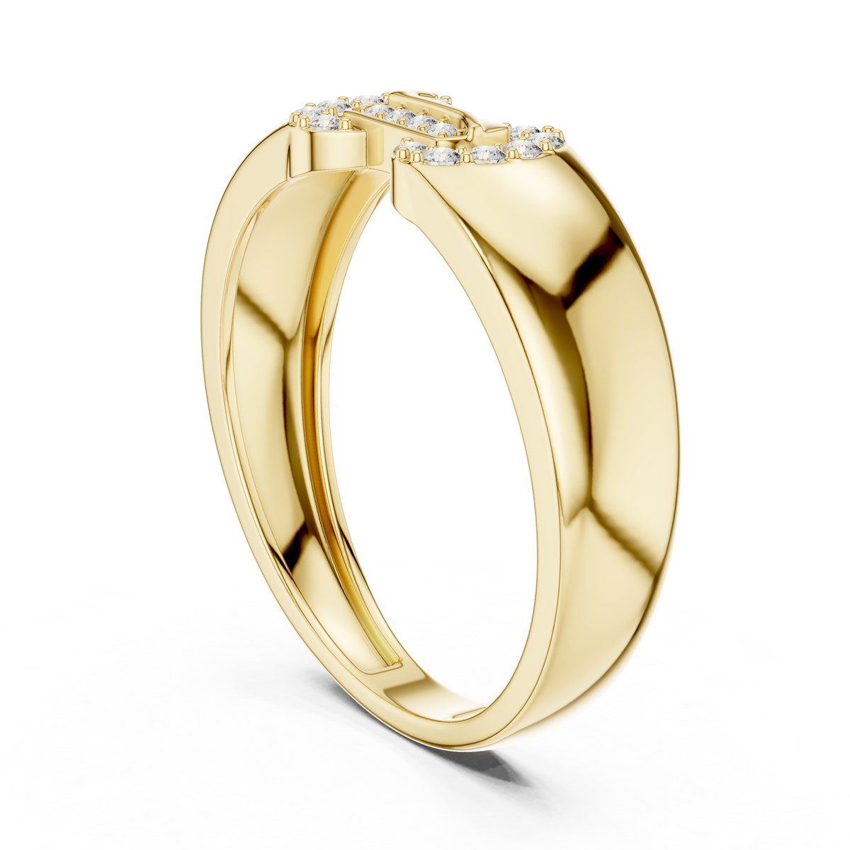 Interlocking Link Key Motif Pave Lab Grown Diamond Ring