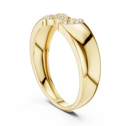 Interlocking Link Key Motif Pave Lab Grown Diamond Ring