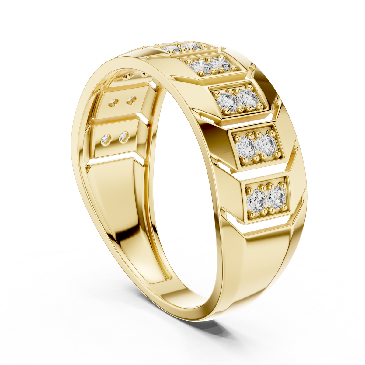 Wide Double Row Pave Diamond Fashion Band Lab Grown Diamond Ring