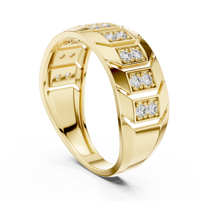 Wide Double Row Pave Diamond Fashion Band Lab Grown Diamond Ring