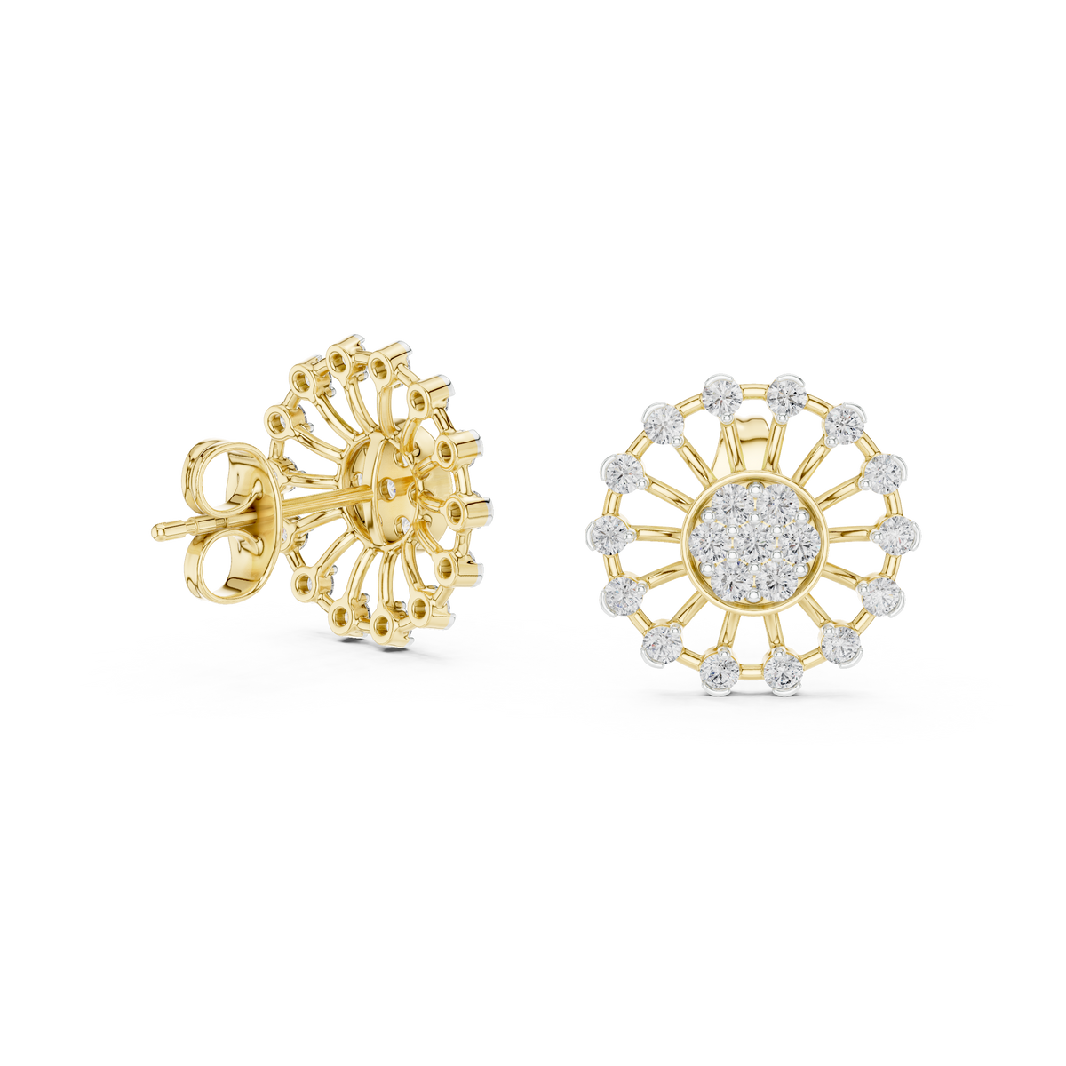 Round Cluster Sunburst Lab Grown Diamond Earring