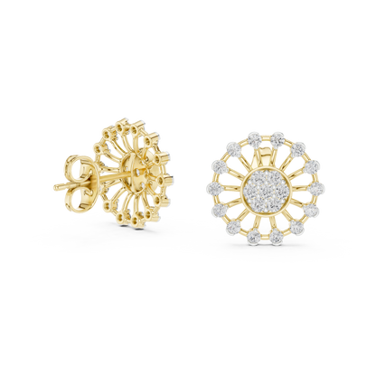 Round Cluster Sunburst Lab Grown Diamond Earring
