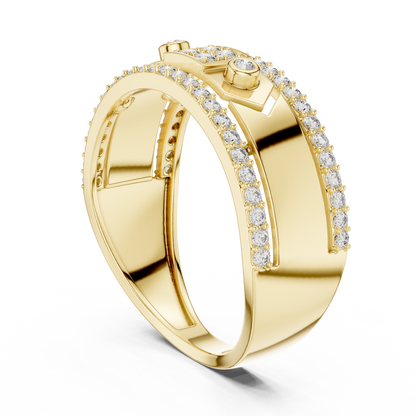 Hexagonal Bezel Square Pave Lab Grown Diamond Ring