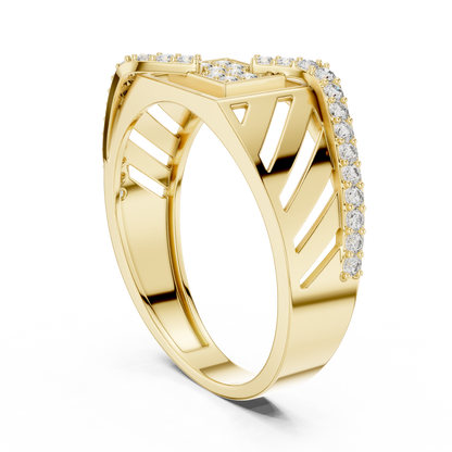 Geometric Square Center S Curve Pave Openwork Lab Grown Diamond Ring