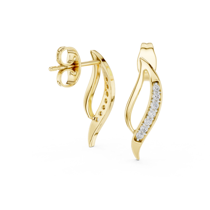 Round Pave Leaf Motif Lab Grown Diamond Earring