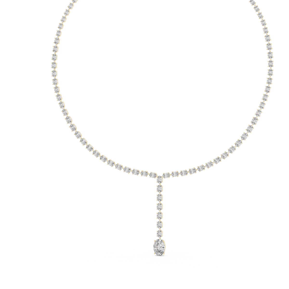 Oval Cut Lab Grown Diamond Y-Drop Lariat Necklace