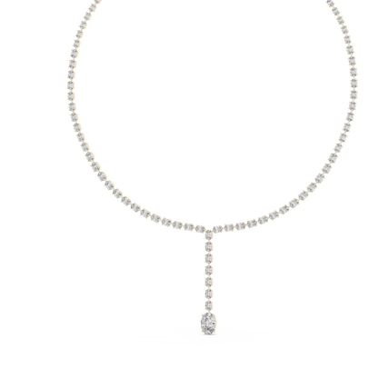 Oval Cut Lab Grown Diamond Y-Drop Lariat Necklace