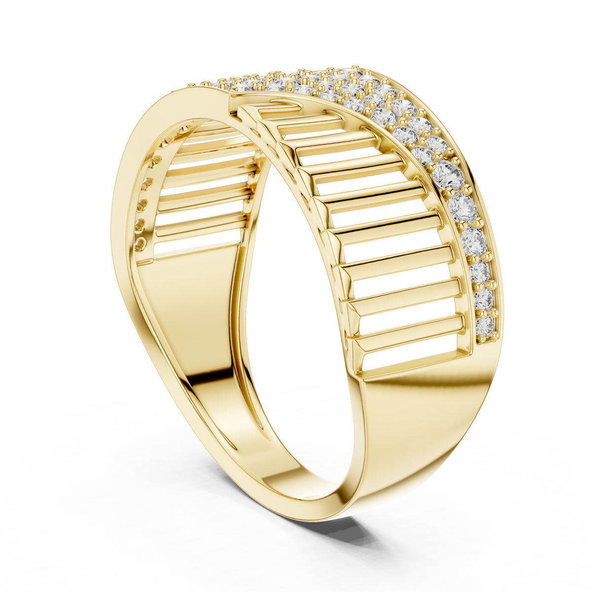 The Imperial Openwork Vertical Grille & Pave Wave Lab Grown Diamond Ring