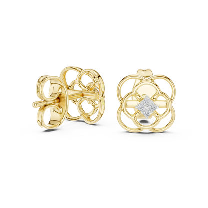 Round Cut Cluster Openwork Clover Lab Grown Diamond Earring
