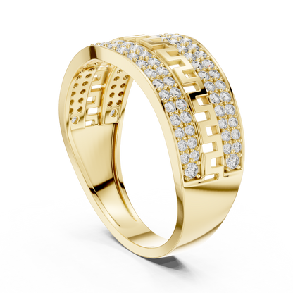 The Imperial Greek Key Center Openwork Double Row Pave Lab Grown Diamond Ring