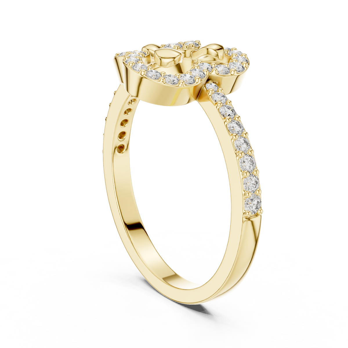 Three-Leaf Openwork Lab Grown Diamond Statement Ring