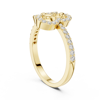 Three-Leaf Openwork Lab Grown Diamond Statement Ring