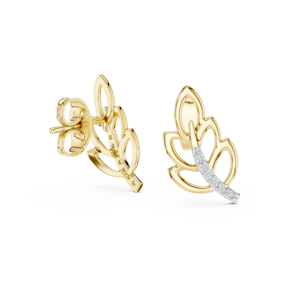 Round Cut Leaf Pave Lab Grown Diamond Earring