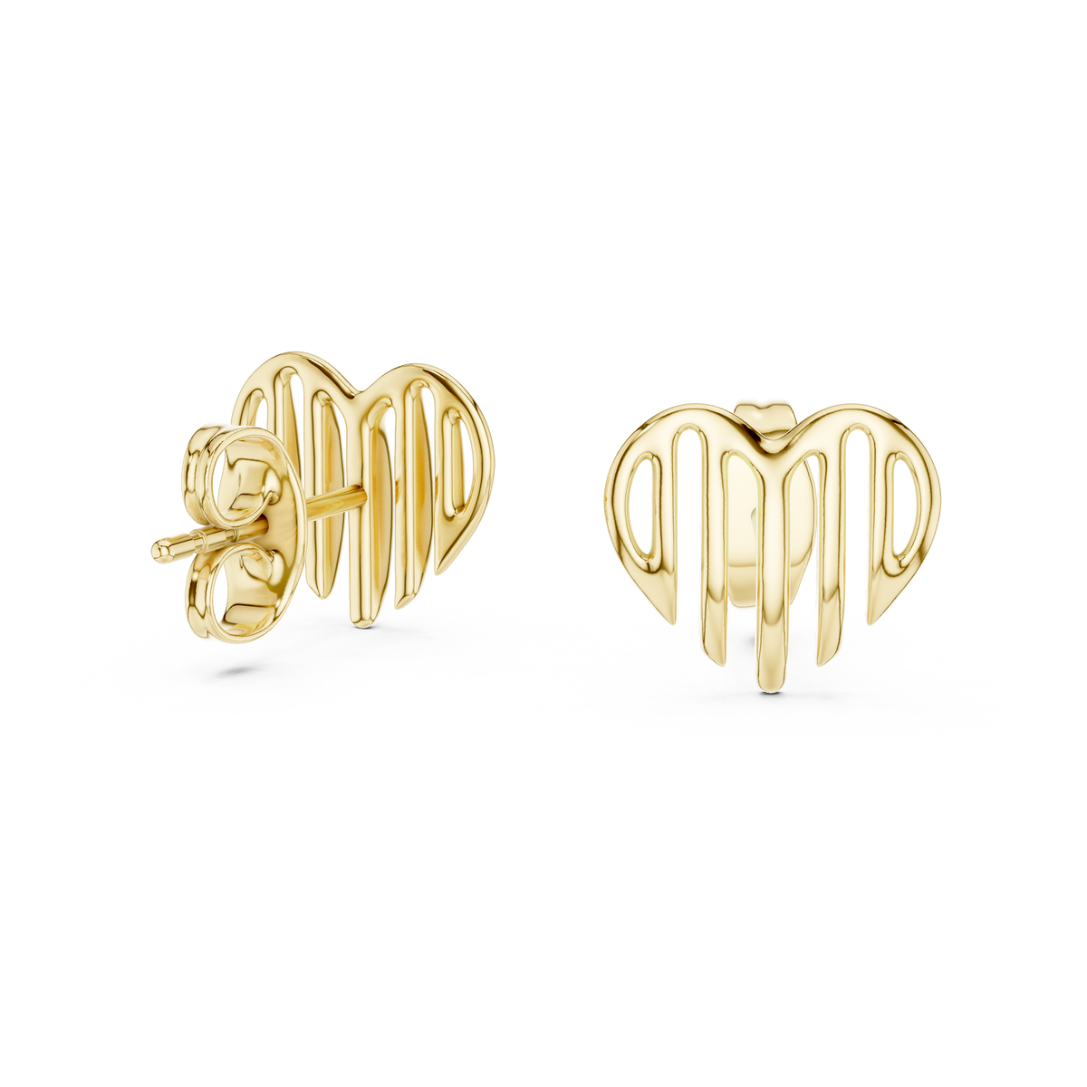 Heart Openwork Gold Stud Earring