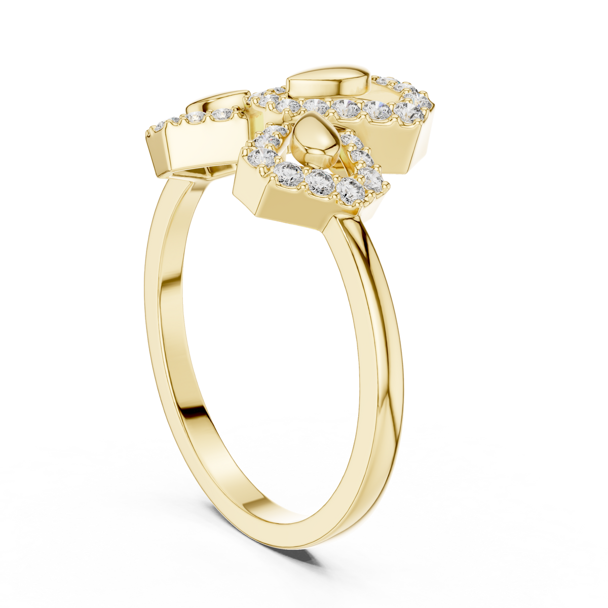 Hexagonal Floral Pave Lab Grown Diamond Ring